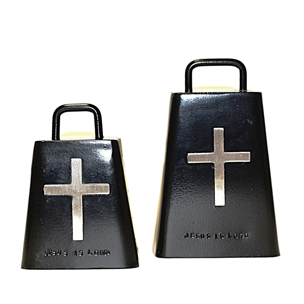 Two Black Bull Bells with Crosses