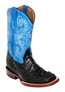 Ferrini Kid's Crocodile Print Black/Blue S-Toe