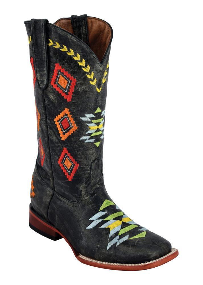 Ferrini Ladies Arrowhead Distressed Black S-Toe