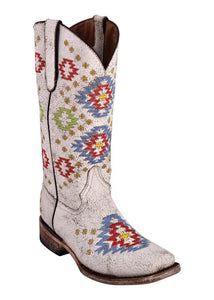 Ferrini Ladies Aztec White S-Toe