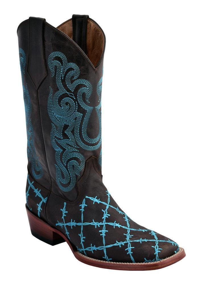 Ferrini Ladies Barbed Wire Chocolate/Turquoise S-Toe