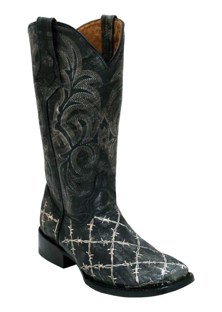 Ferrini Ladies Barbed Wire Distressed Black S-Toe