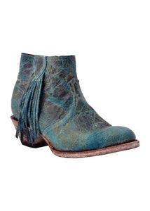 Ferrini Ladies Bootie with Fringe Turquoise R-Toe