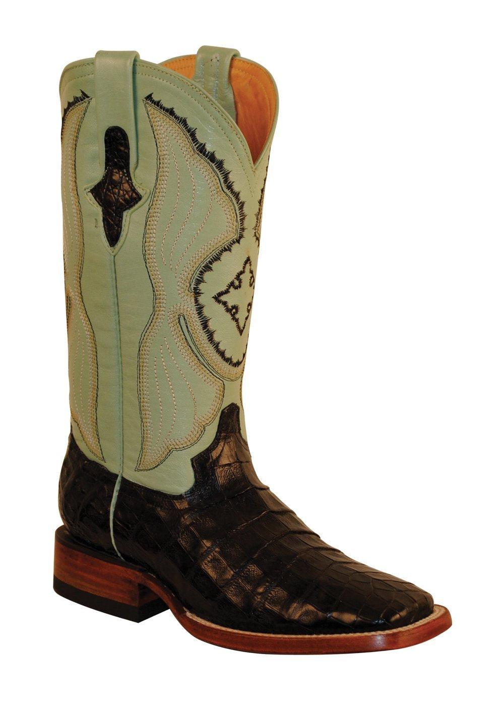 Ferrini Ladies Caiman Belly Black/Mint S-Toe