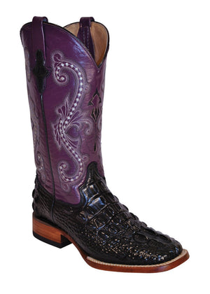 Ferrini Ladies Caiman Hornback Print Black S-Toe