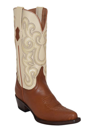 Ferrini Ladies French Calf Cognac/Pearl V-Toe