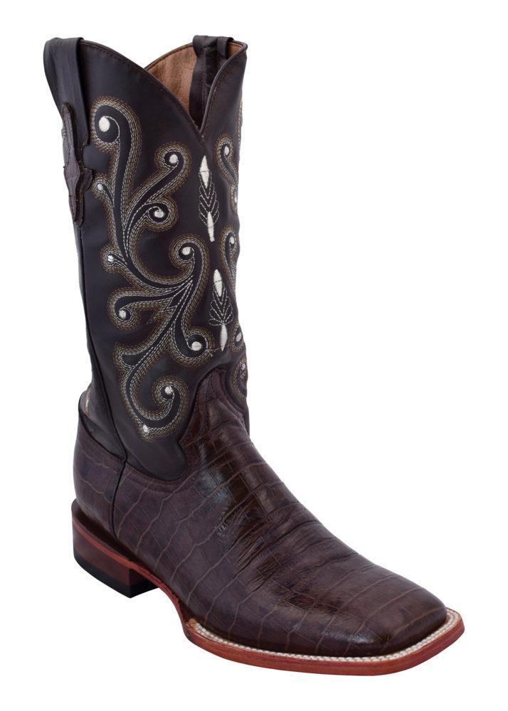 Ferrini Men's Gator Belly Print Chocolate S-Toe
