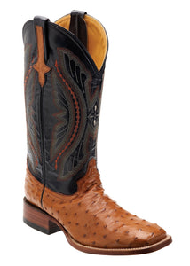 Ferrini Men's Full Quill Ostrich Cognac S-Toe