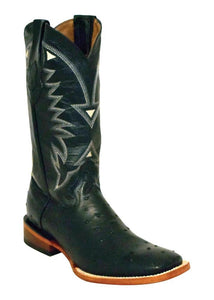 Ferrini Men's Full Quill Ostrich Print Black S-Toe