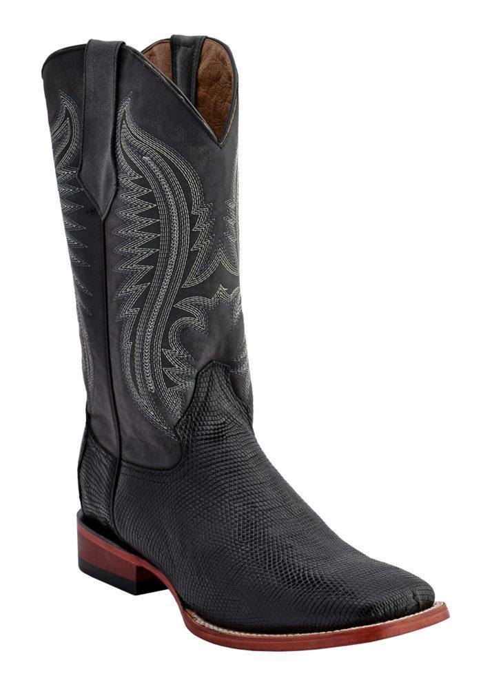 Ferrini Men's Lizard Belly Black S-Toe