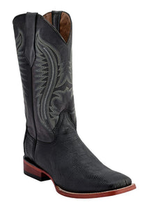 Ferrini Men's Lizard Belly Black S-Toe