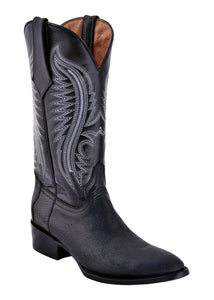 Ferrini Men's Lizard Belly Black R-Toe