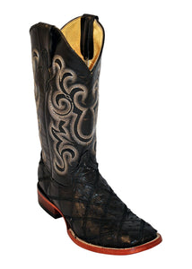 Ferrini Men's Ostrich Patchwork Black S-Toe