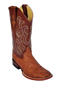 Ferrini Men's Ostrich Patchwork Cognac S-Toe