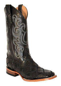 Ferrini Men's Patchwork Gator/Ostrich Black S-Toe