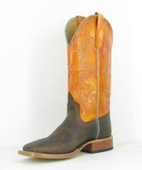 Anderson Bean Youth Boots - HPY1112 Genuine Distressed Bison with Bright Tangerine Marvelous Top