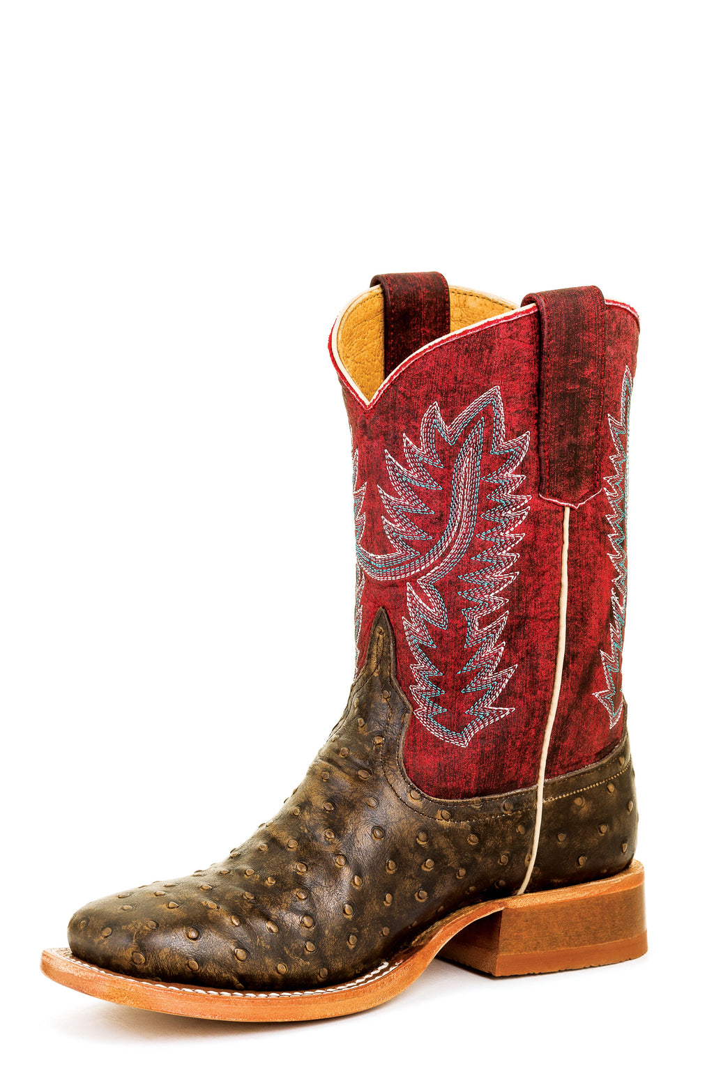 Anderson Bean Youth Boots - HPY7082 Ostrich Full Quill Print with Scraped Brick Top