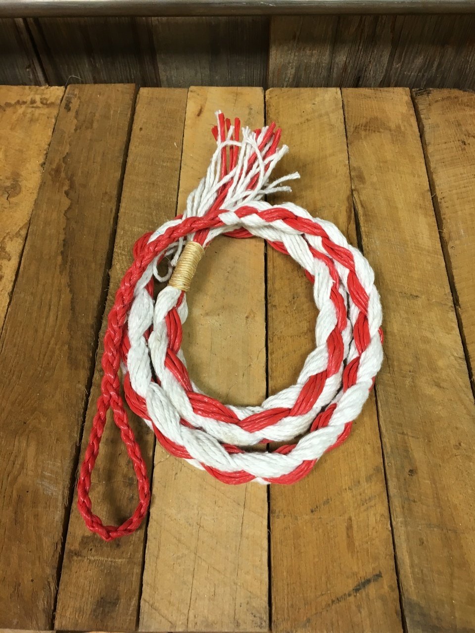 Junior Cotton Poly Blend Saddle Bronc Rein Red and White