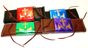 Leather Bull Rope Pad With Metallic Cross Flap Over