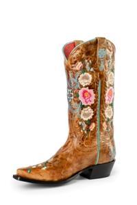 Tan Floral Vamp With Tan Floral Stitching M8012