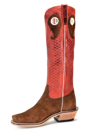 Olathe Adult Boots - TT10 Vamp Rough Brown with 17" Brick Red Top