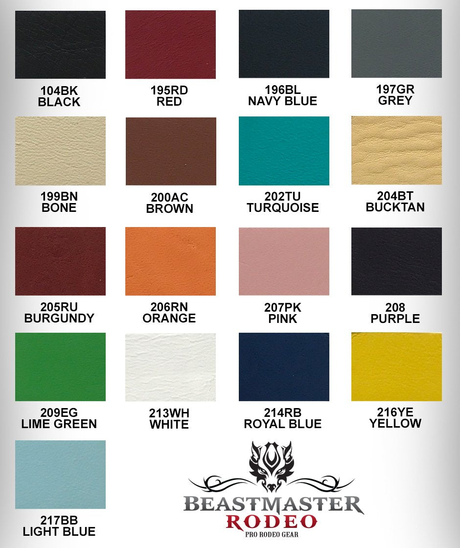 Bareback Rigging Pad Color Chart