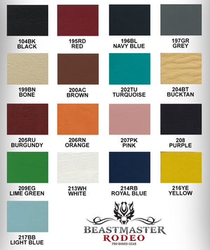 Bareback Rigging Pad Color Chart